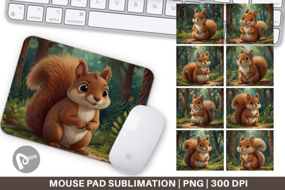 Cartoon Squirrel in Forest Mouse Pad