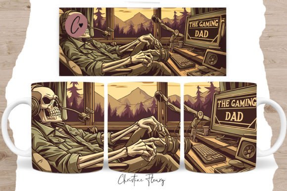 Creative Design Insights for the Funny Skeleton the Gaming Dad Mug Wrap
