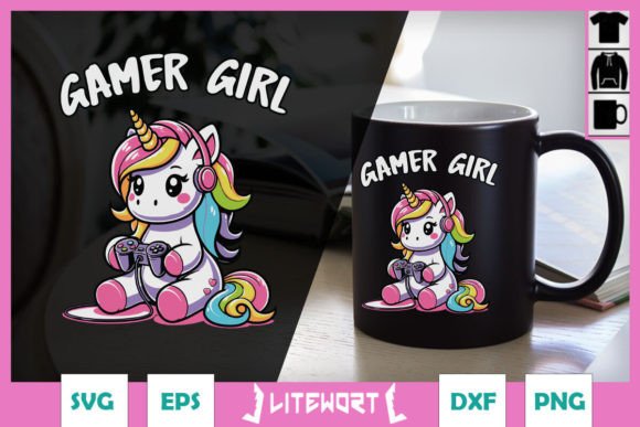 Gamer Girl Unicorn Gaming SVG for Creators