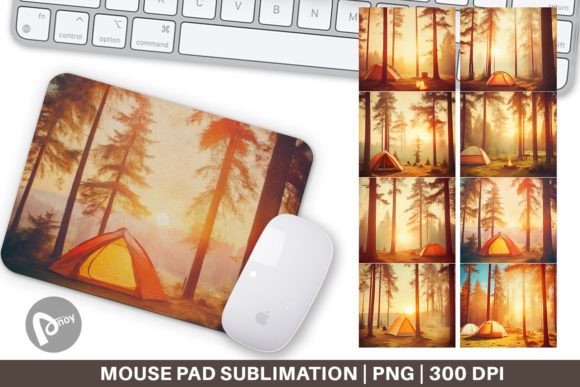 Mouse Pad Camping Forest Sunset