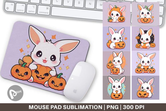 Mouse Pad Cute Bunny Halloween for Creative Workspaces