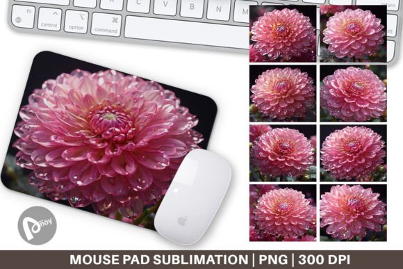 Mouse Pad Flower Pink Dahlia Glitter: Blossom Your Desk