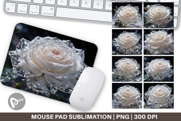 Mouse Pad Flower White Rose Glitter: Elevate Your Desk with Elegance and Function