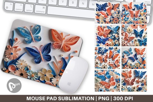 Mouse Pad Quilling Butterflies: Art Meets Desk Utility