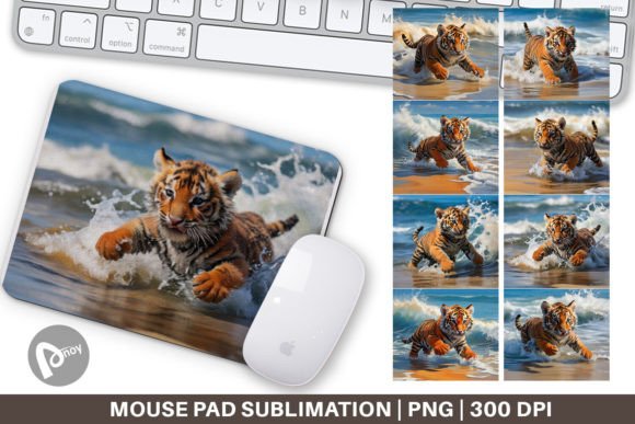 Mouse Pad Tiger Running on Beach: Style Meets Comfort