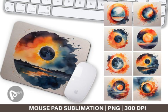 Mouse Pad Watercolor Solar Eclipse: Transform Your Desk Into a Functional Art Studio
