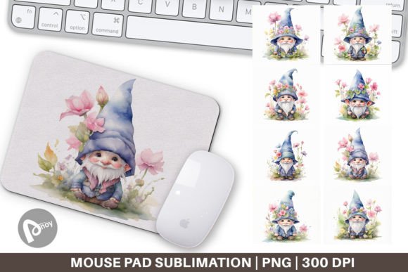 Mouse Pad Watercolor Spring Gnome: Sublimation Design for a Productive Workspace