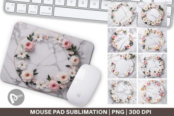 Mouse Pad White Marble with Flower: Elegance Meets Everyday Function